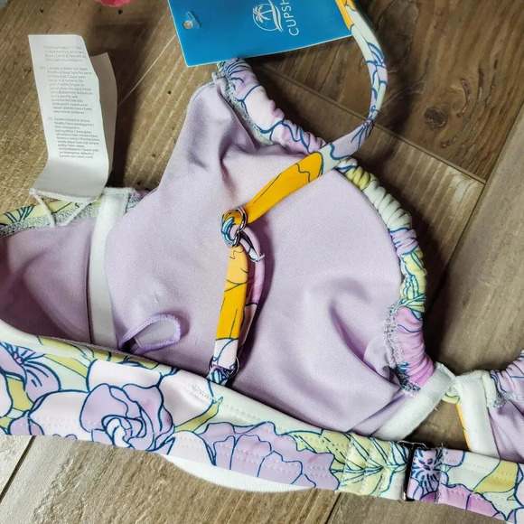 NWT Cupshe Bikini Top Underwire & Push Up Purple Orange Floral Size Large - Picture 14 of 15